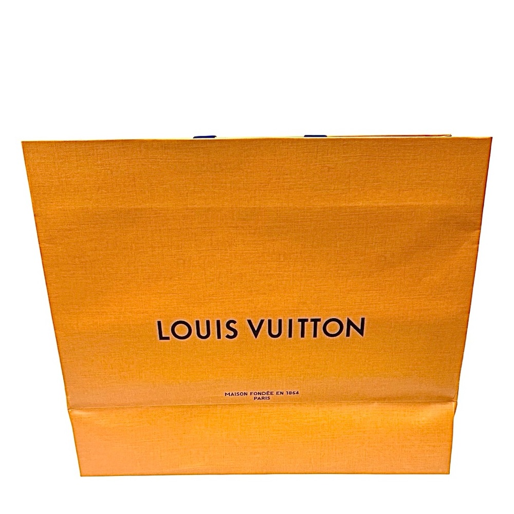 Louis Vuitton Large Gift Shopping Bag 16x13x6.5” Orange Paper Tote Authentic